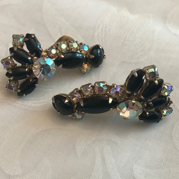 Vintage Rhinestone Earrings - Picture 1 of 5